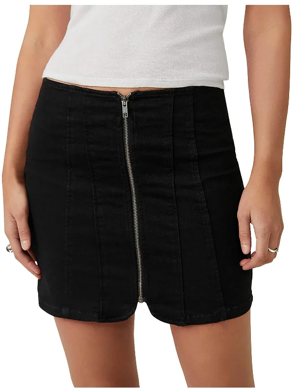 Womens Mini Pintuck Denim Skirt