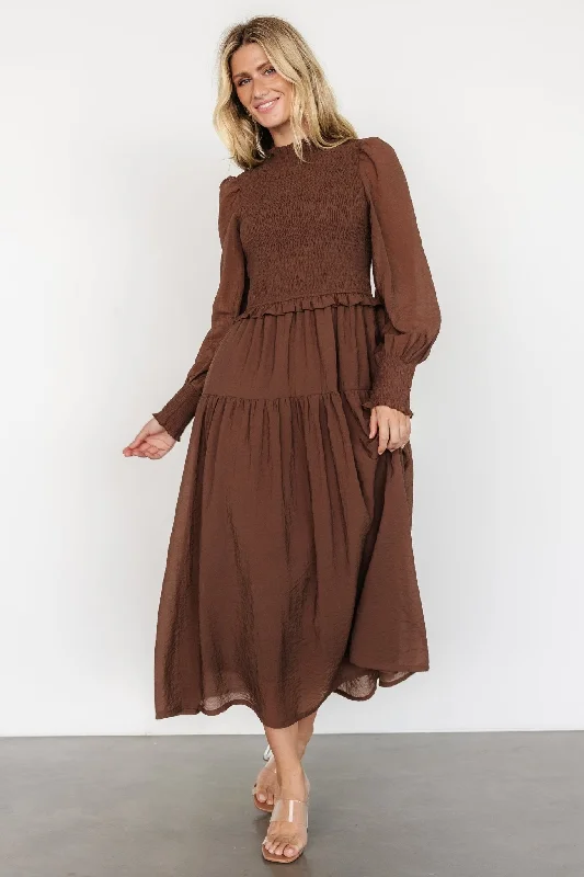 Daria Smocked Maxi Dress | Brown