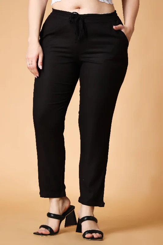 Black Solid Pants