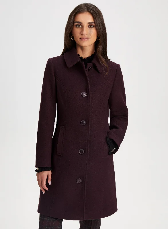 Club Collar Wool Blend Coat