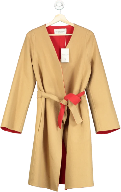 Johnstons of Elgin Camel Wool-Cashmere Blend Coat UK S