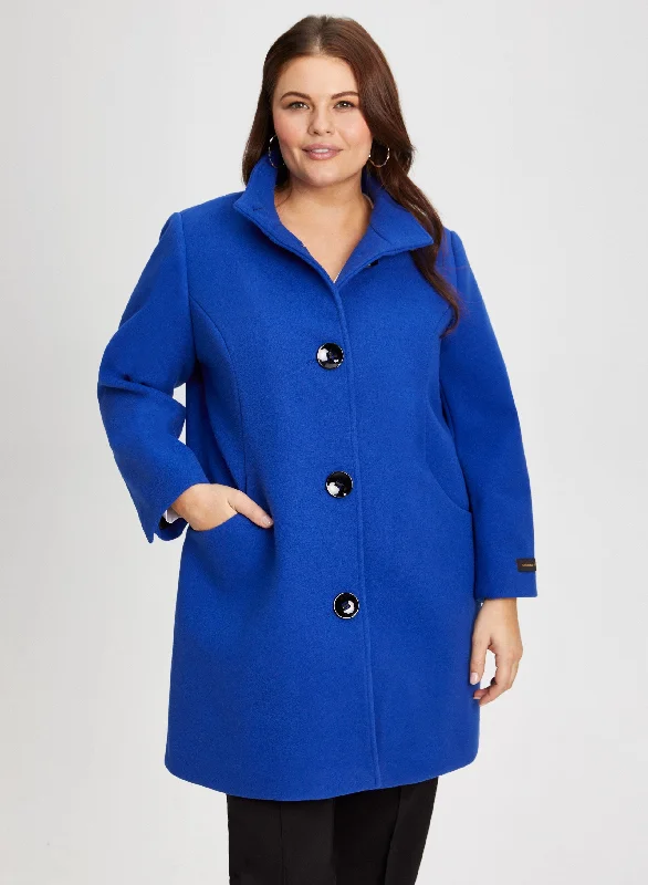 Stretch Wool Blend Coat